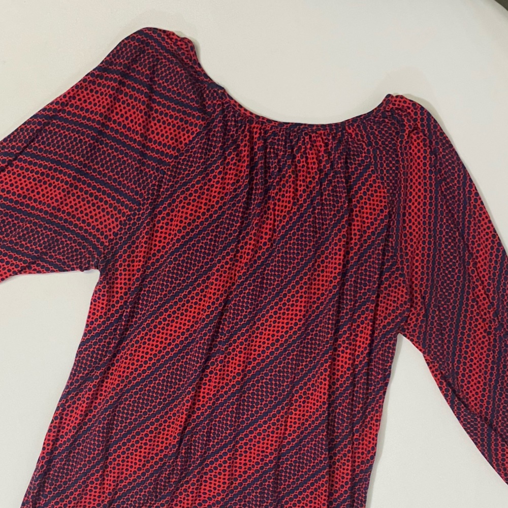 MICHAEL Michael Kors Women's Red with Navy Dot Print 3/4 Sleeve Top Size PM - Picture 10 of 16
